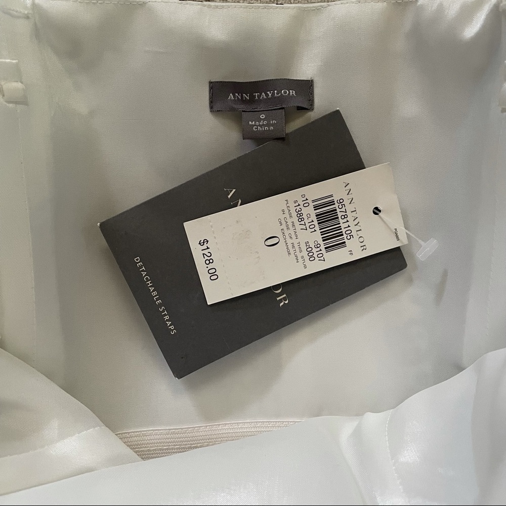Ann Taylor A-Line Tube Dress White/Black Print - Picture 4 of 7